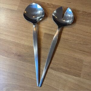 Vintage Ekco Eterna Stainless PRINCE Serving Salad Fork Spoon Set 11 1/4"